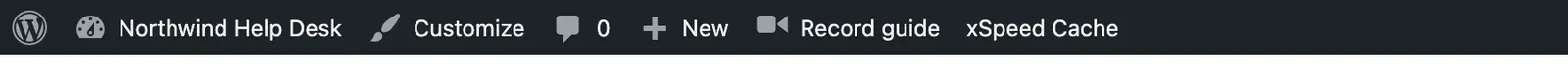 The WordPress toolbar with the Record guide button