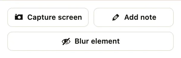 The buttons at the foot of the steps panel: Capture screen, Add note and Blur element